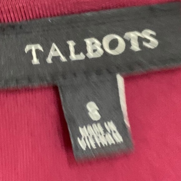 Talbots burgundy crew neck ruched draped long sleeve stretch top size small - Picture 10 of 11